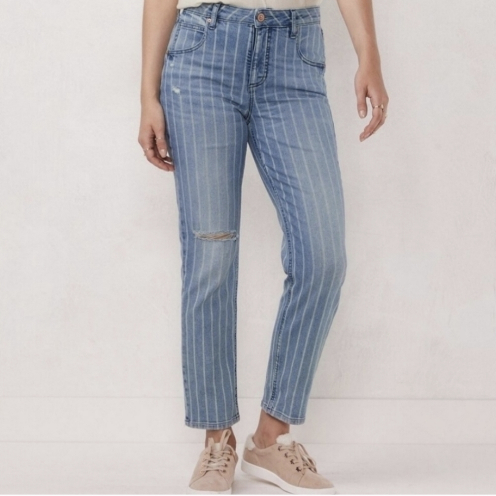 LC Lauren Conrad Mom Jean High Rise Stripe